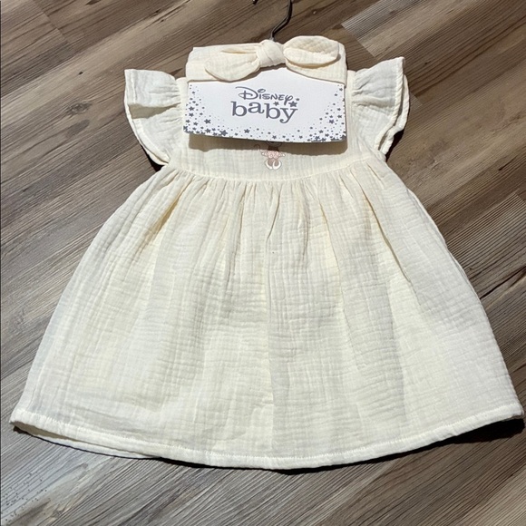Disney Store Minnie Mouse Dress Bloomers Headband Set Cream 12-18 months NEW - Picture 4 of 10